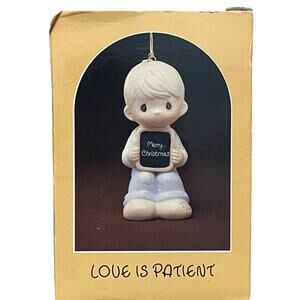 Precious Moments 1983 Love is Patient Merry Christmas Boy Ornament